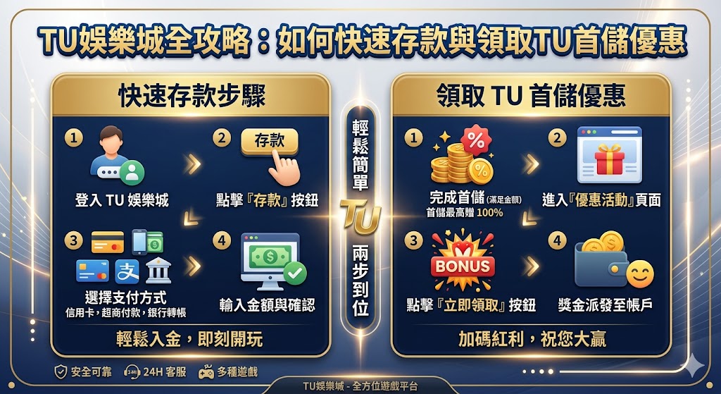 TU娛樂城全攻略：如何快速存款與領取TU首儲優惠